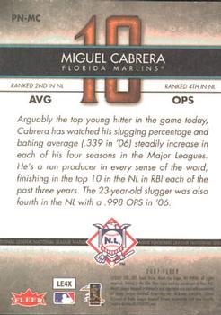 2007 Fleer - Perfect 10 #PN-MC Miguel Cabrera Back