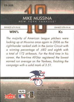2007 Fleer - Perfect 10 #PA-MM Mike Mussina Back