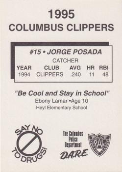 1995 Columbus Clippers Police #NNO Jorge Posada Back