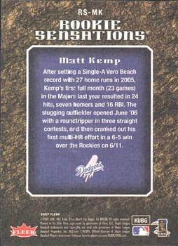 2007 Fleer - Rookie Sensations #RS-MK Matt Kemp Back