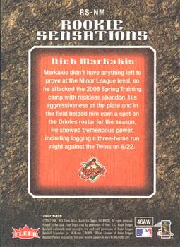 2007 Fleer - Rookie Sensations #RS-NM Nick Markakis Back