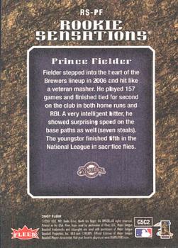 2007 Fleer - Rookie Sensations #RS-PF Prince Fielder Back