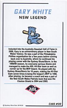 2019-20 Sydney Blue Sox #30 Gary White Back