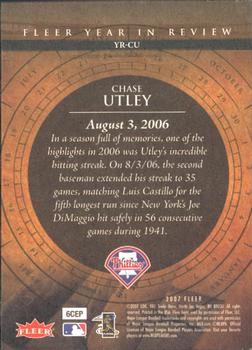2007 Fleer - Year in Review #YR-CU Chase Utley Back