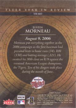 2007 Fleer - Year in Review #YR-MO Justin Morneau Back