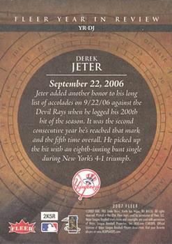 2007 Fleer - Year in Review #YR-DJ Derek Jeter Back