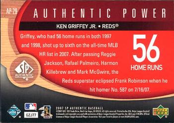 2007 SP Authentic - Authentic Power #AP-29 Ken Griffey Jr. Back