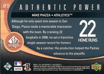 2007 SP Authentic - Authentic Power #AP-37 Mike Piazza Back