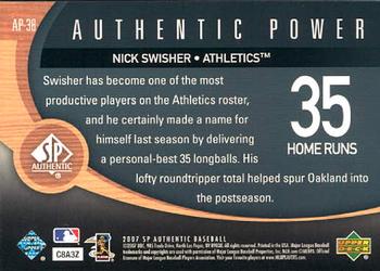 2007 SP Authentic - Authentic Power #AP-38 Nick Swisher Back