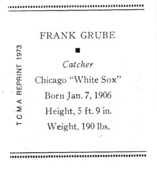 1973 TCMA 1933 Tattoo Orbit (R305) (reprint) #NNO Frank Grube Back