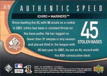 2007 SP Authentic - Authentic Speed #AS-26 Ichiro Suzuki Back