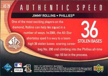 2007 SP Authentic - Authentic Speed #AS-28 Jimmy Rollins Back