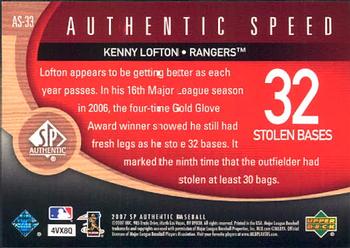 2007 SP Authentic - Authentic Speed #AS-33 Kenny Lofton Back