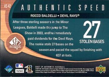 2007 SP Authentic - Authentic Speed #AS-42 Rocco Baldelli Back