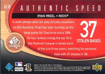 2007 SP Authentic - Authentic Speed #AS-43 Ryan Freel Back