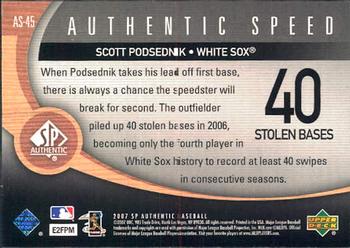 2007 SP Authentic - Authentic Speed #AS-45 Scott Podsednik Back