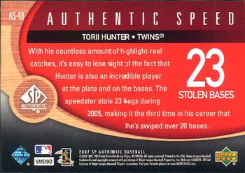 2007 SP Authentic - Authentic Speed #AS-48 Torii Hunter Back