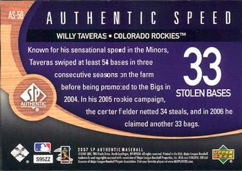 2007 SP Authentic - Authentic Speed #AS-50 Willy Taveras Back