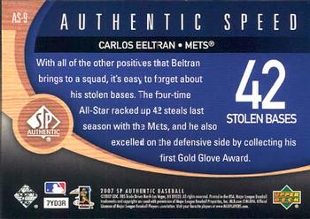2007 SP Authentic - Authentic Speed #AS-9 Carlos Beltran Back