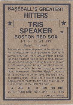 1982 TCMA Baseball's Greatest Hitters (Tan Back) #18 Tris Speaker Back