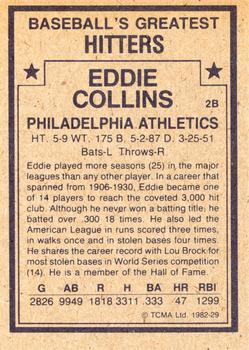 1982 TCMA Baseball's Greatest Hitters (Tan Back) #29 Eddie Collins Back