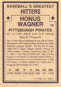 1982 TCMA Baseball's Greatest Hitters (Tan Back) #31 Honus Wagner Back