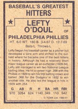 1982 TCMA Baseball's Greatest Hitters (Tan Back) #41 Lefty O'Doul Back