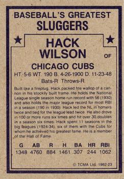 1982 TCMA Baseball's Greatest Sluggers (Tan Back) #23 Hack Wilson Back