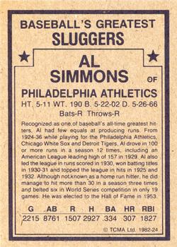 1982 TCMA Baseball's Greatest Sluggers (Tan Back) #24 Al Simmons Back