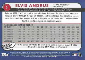2020 Topps Big League #2 Elvis Andrus Back