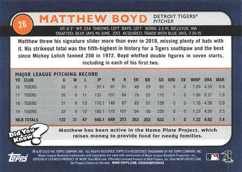 2020 Topps Big League #26 Matthew Boyd Back