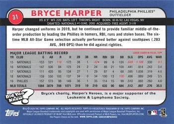 2020 Topps Big League #31 Bryce Harper Back