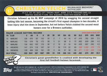 2020 Topps Big League #57 Christian Yelich Back
