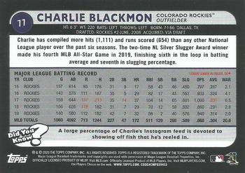 2020 Topps Big League #77 Charlie Blackmon Back