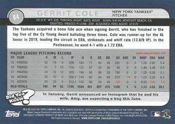 2020 Topps Big League #84 Gerrit Cole Back