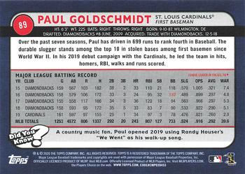 2020 Topps Big League #89 Paul Goldschmidt Back