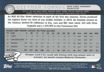 2020 Topps Big League #92 Gleyber Torres Back