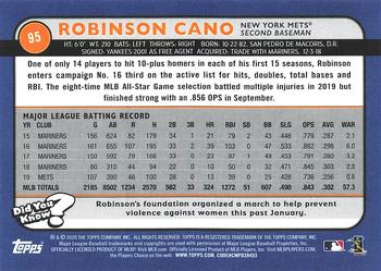 2020 Topps Big League #95 Robinson Cano Back