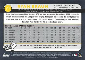 2020 Topps Big League #115 Ryan Braun Back