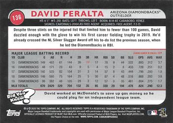 2020 Topps Big League #136 David Peralta Back