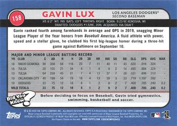 2020 Topps Big League #158 Gavin Lux Back