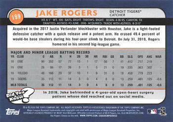 2020 Topps Big League #199 Jake Rogers Back