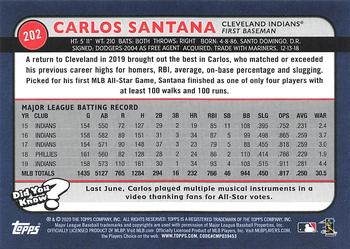 2020 Topps Big League #202 Carlos Santana Back