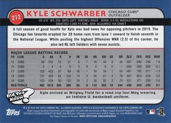 2020 Topps Big League #212 Kyle Schwarber Back