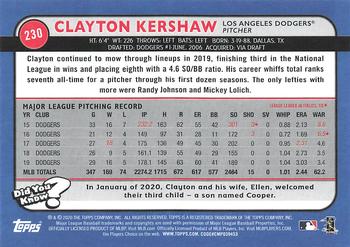 2020 Topps Big League #230 Clayton Kershaw Back