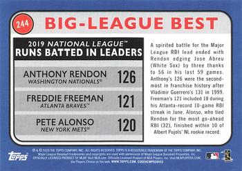 2020 Topps Big League #244 2019 National League Runs Batted In Leaders (Anthony Rendon / Freddie Freeman / Pete Alonso) Back