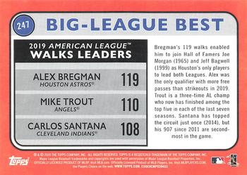 2020 Topps Big League #247 2019 American League Walks Leaders (Alex Bregman / Mike Trout / Carlos Santana) Back