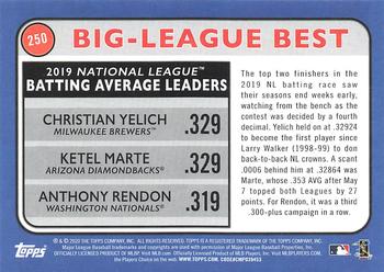 2020 Topps Big League #250 2019 National League Batting Average Leaders (Christian Yelich / Ketel Marte / Anthony Rendon) Back