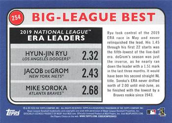 2020 Topps Big League #254 2019 National League ERA Leaders (Hyun-Jin Ryu / Jacob deGrom / Mike Soroka) Back