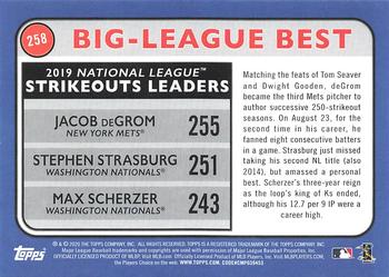 2020 Topps Big League #258 2019 National League Strikeouts Leaders (Jacob deGrom / Stephen Strasburg / Max Scherzer) Back